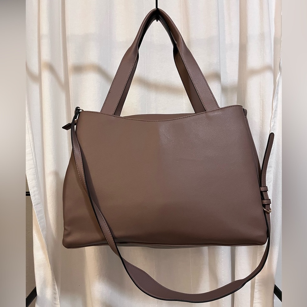 A New Day Faux Leather Taupe Tote Bag